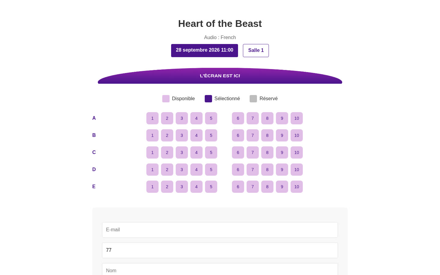 Cinema DJ — plan de salle interactif pour la réservation de places