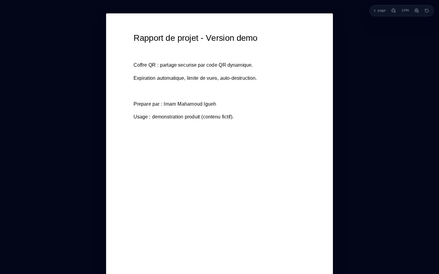 Coffre QR — document ouvert par le destinataire